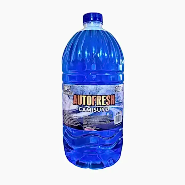 Autofresh antifrizli oto cam suyu, 3 litre, -18°C'ye kadar koruma sağlayan kışlık cam temizleyici.