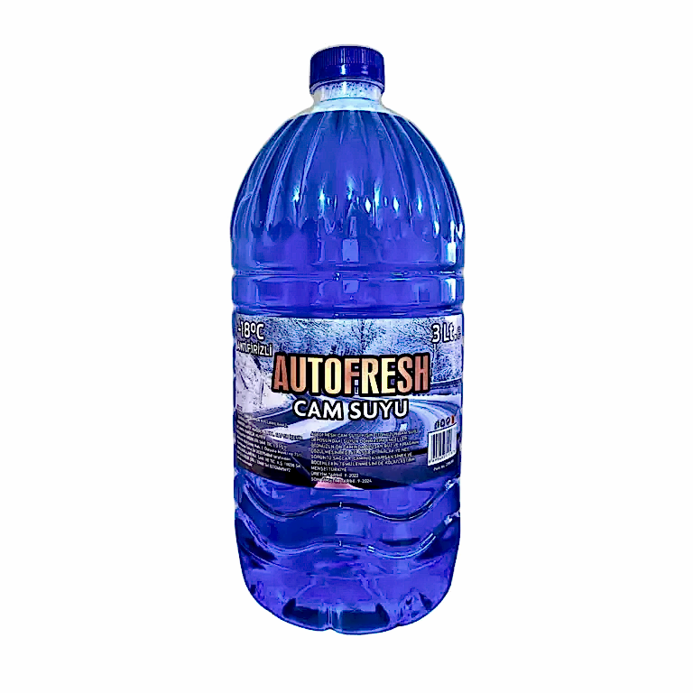 Autofresh antifrizli oto cam suyu, 3 litre, -18°C'ye kadar koruma sağlayan kışlık cam temizleyici.