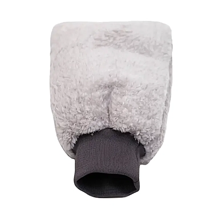 Autofresh Welsoft oto yıkama eldiveni, gri renkli astarlı mikrofiber yapı ile araç temizliği ve cilası için ideal.