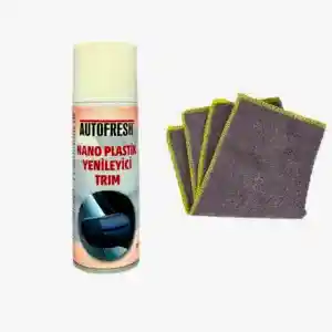 Autofresh nano plastik yenileyici oto trim sprey, 200 ml, araç plastik yüzeyleri için parlatıcı ve onarıcı etki sağlar.